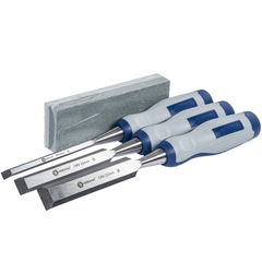 Набор стамесок КОБАЛЬТ плоских: 8, 16, 22 х 140 мм, CR-V, двухкомпонентная рукоятка, точил (245-688)