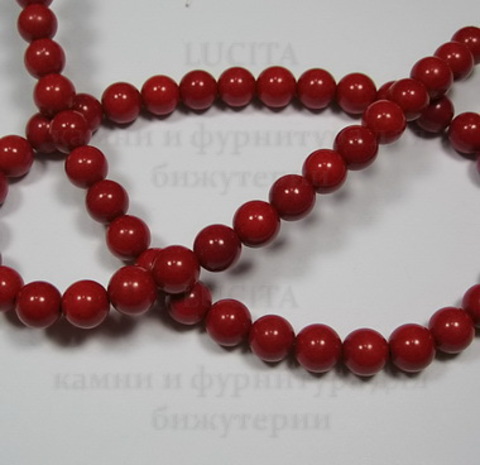 Бусина Коралл (искусств), шарик, цвет - красный, 8 мм, нить ()