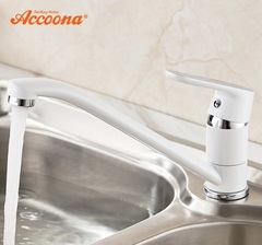 Смеситель для кухни однорычажный белого цвета Accoona A4166G