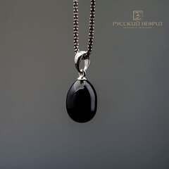 Чёрный кулон "Genesis" из нефрита с серебром.