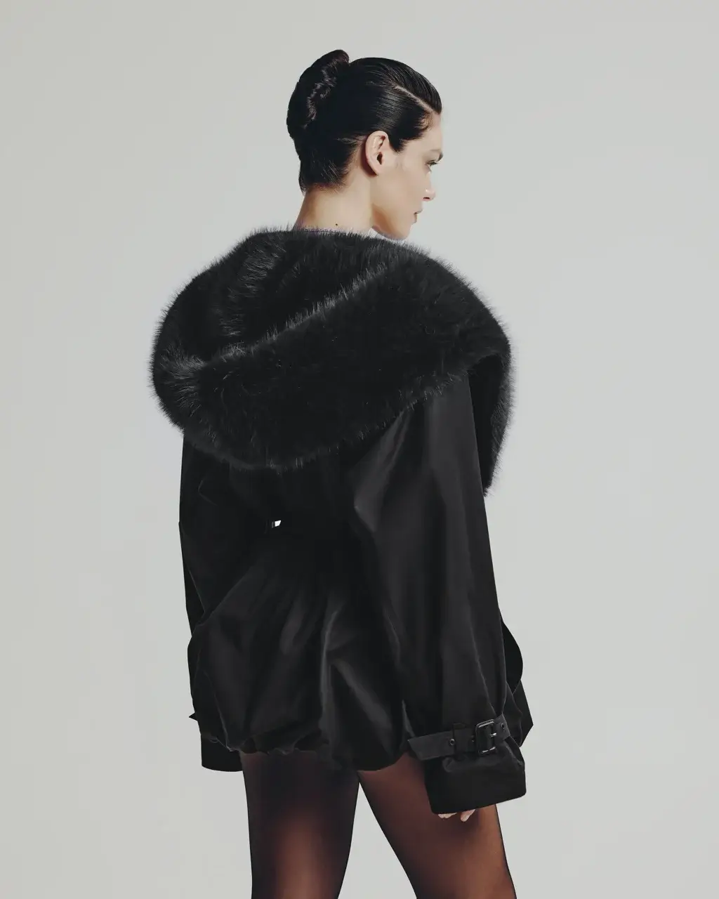 Куртка с мехом, Черный