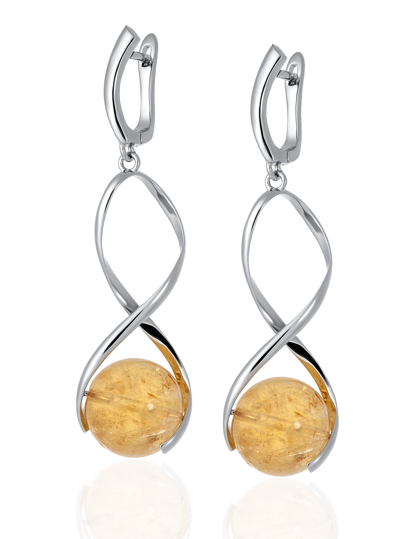 Висячие серьги с цитрином