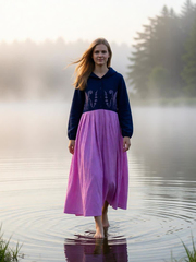 Таямница. Платье льняное с капюшоном, вышивка по переду PL-422616