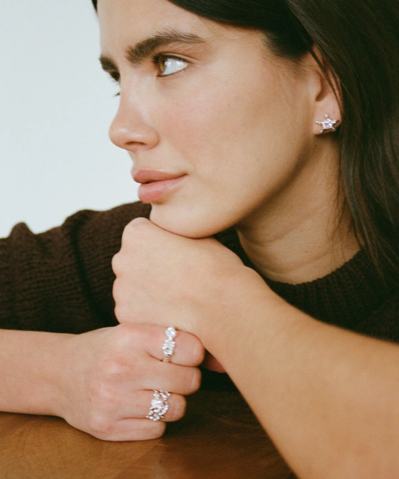 СЕРЬГИ ТЕКСТУРНЫЕ ЗВЕЗДЫ / БЕЛЫЕ