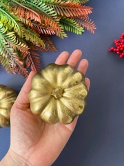 Тыква искусственная, муляж, цвет Золото, 8*8 см, набор 2 шт.