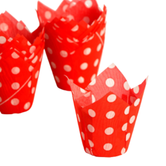 Форма Тюльпан Красный в белый горох 1 шт.