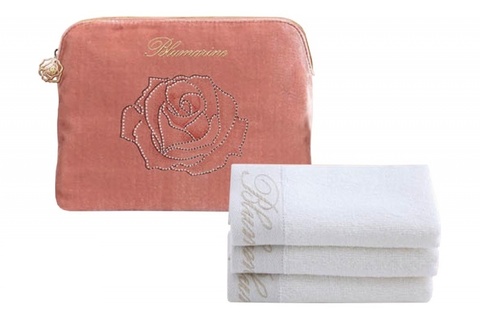 Набор полотенец в косметичке 3шт Blumarine Karen молочный