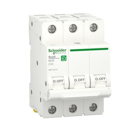 Автоматический выключатель 3P - 10 A тип C 3 модуля 400 В~. Schneider Electric Resi9. R9F12310