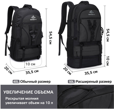 Картинка рюкзак туристический Nevo Rhino 1060-NW Black - 2