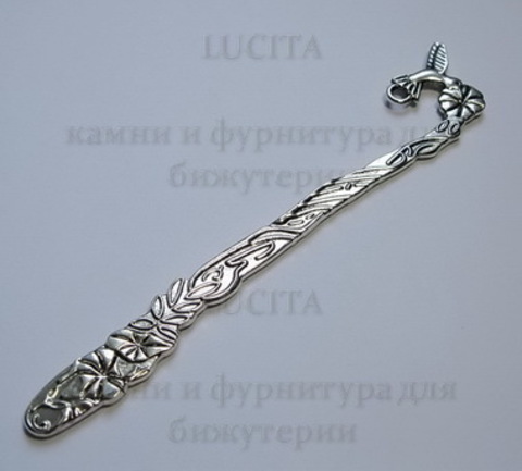 Основа для закладки "Птичка"  (цвет - античное серебро) 125 мм ()