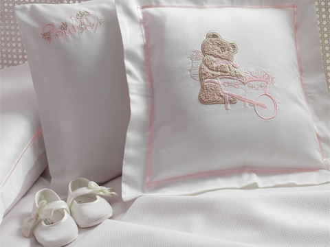 НАБОР ЯСЛИ Детское  постельное белье с пледом POURTOL BEBE розовый deluxe TIVOLYO HOME Турция