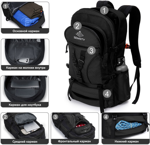 Картинка рюкзак туристический Nevo Rhino 1060-NW Black - 5