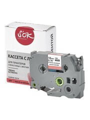 Кассета с лентой S'OK by Sakura Printing TZES441 для Brother,  черный на красном, 18мм, 8м , наклейка