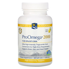 Nordic Naturals, ProOmega 2000, лимон, 1250 мг, 60 мягких желатиновых капсул