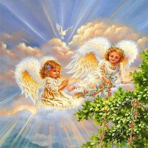 Алмазная мозаика картина стразами Два ангелочка, 30х40 см