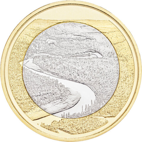 5 евро 2018 год Финляндия - ландшафт реки Оланга