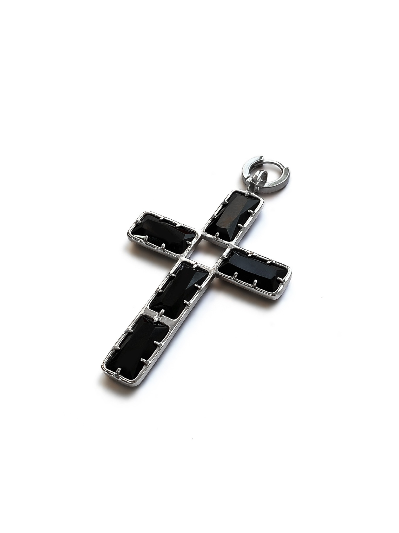 Серебряное колье-крест «Святая» с черным агатом