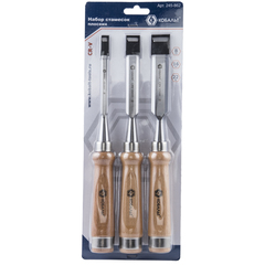 Набор стамесок КОБАЛЬТ плоских: 8, 16, 22 х 140 мм, CR-V, деревянная рукоятка (3 шт.) блис (245-862)