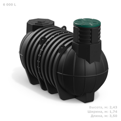 Резервуар модульный подземный для воды Полимер-Групп DL 6000 л. горизонтальный (3500x1740x2430см;240кг;черный) - арт.559116