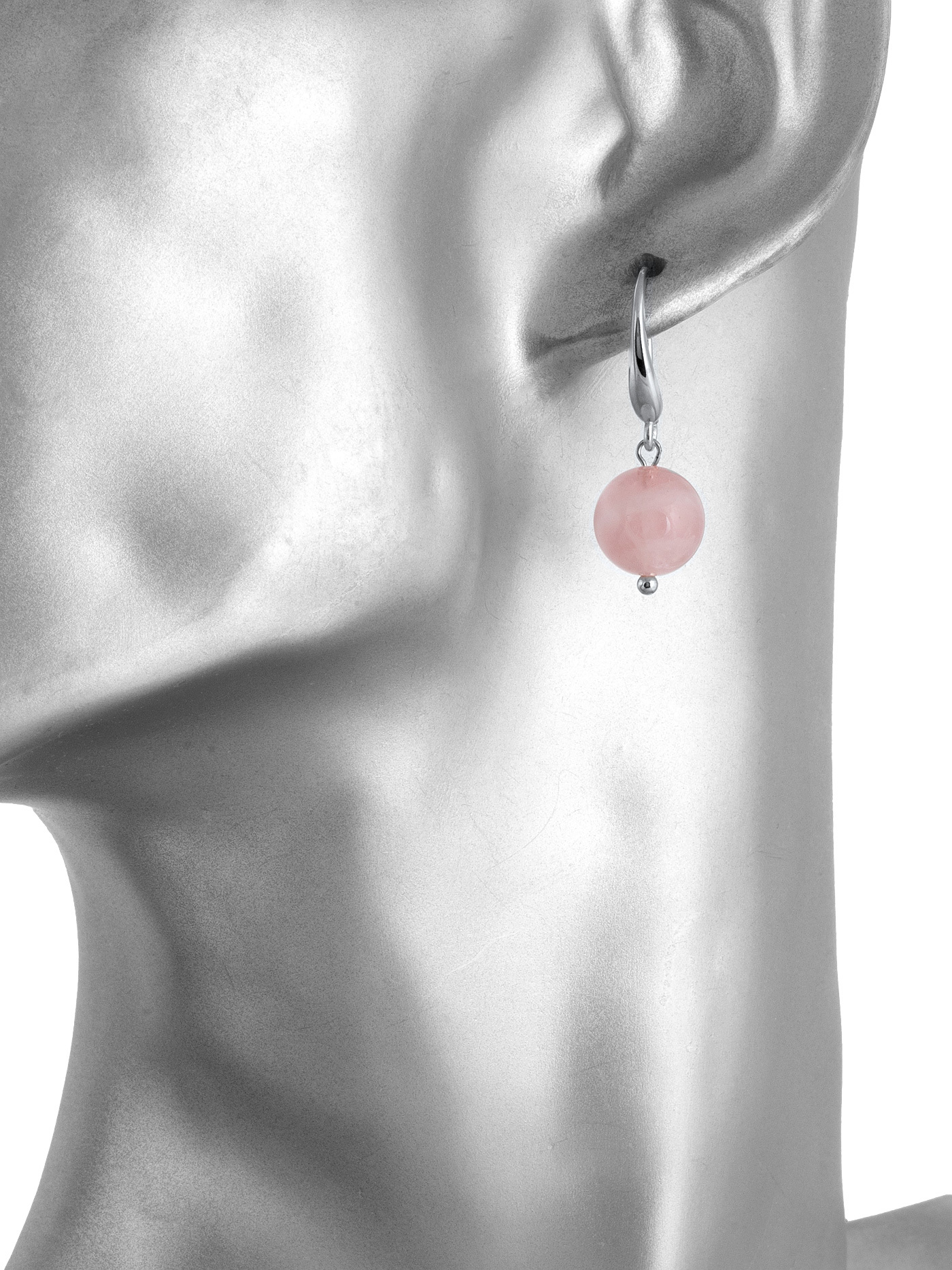 Серебряные серьги с розовым кварцем