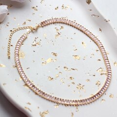 Шикарный чокер из розовых фианитов, 40 см, позолота, БЖ008