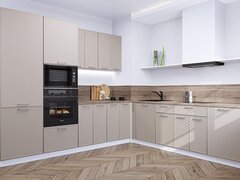 Прямая модульная кухня Квадро-02 Кашемир - Белый 2140*2400/2150*600