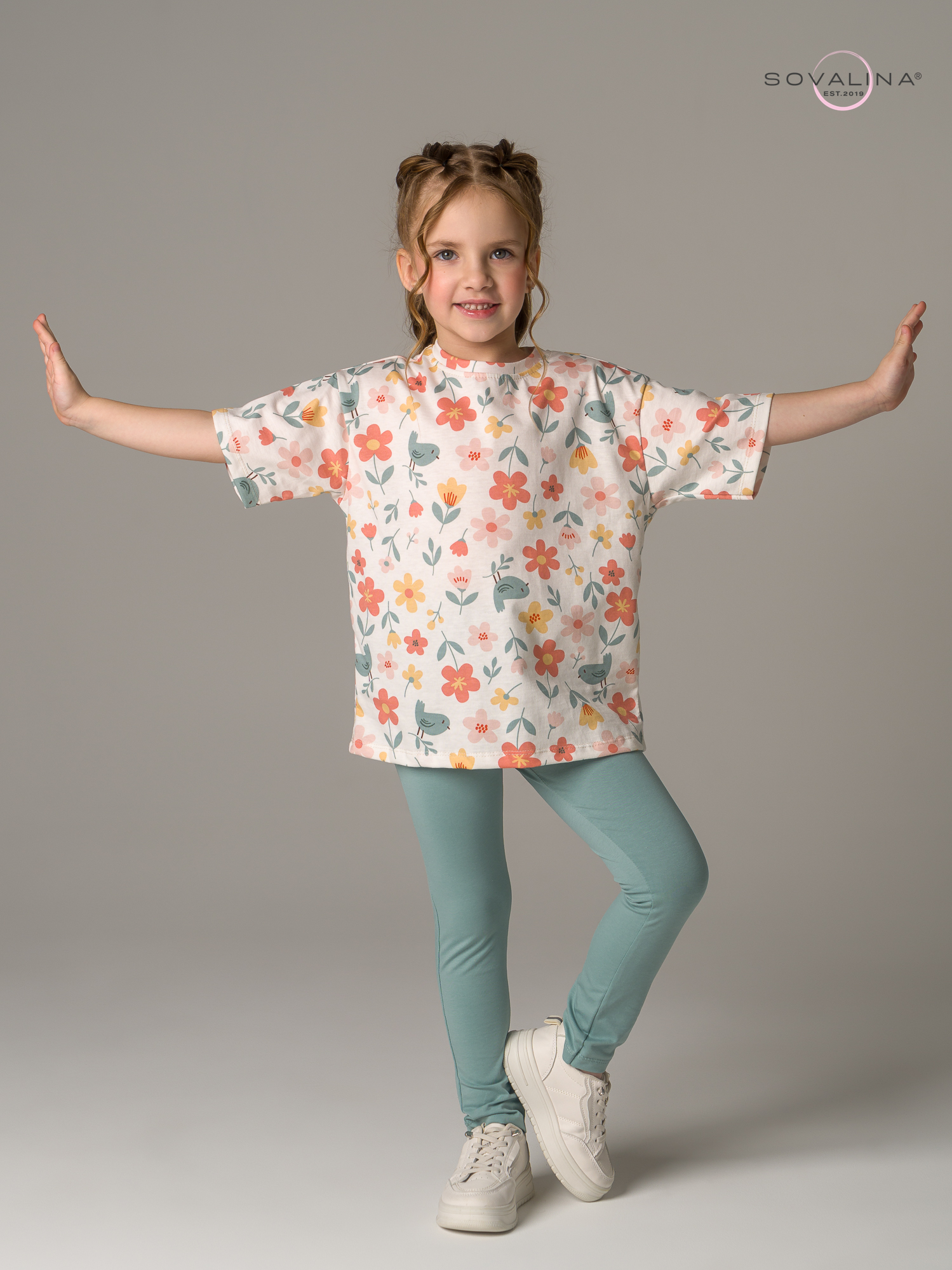 Костюм Мун птички в саду-мята