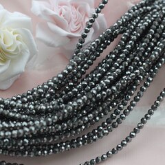 Гематин гематит, граненый шарик, 3 мм, чёрный, 1 нить, ГМ001