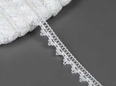 Кружево хлопковое/Тесьма вязаная, 60827/15, ш. 1,5 см, пр-во Беларусь, белый