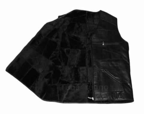 Кожаный жилет на овчине 3XL