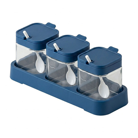 Набор банок с крышкой для специй Lavaretsik 3 шт, стекло/полипропилен