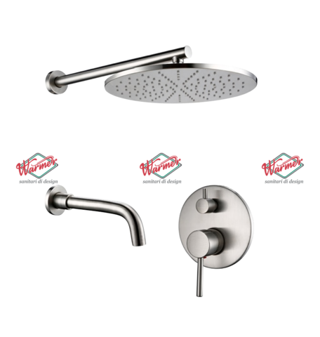 Душевой комплект 2в1 Warmer Brushed Chrome Line 400100-10D