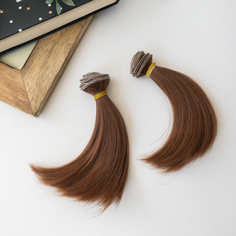 Волосы - трессы для кукол, прямые, 10 см, цвет коричневый, 1 метр, набор 2 шт.