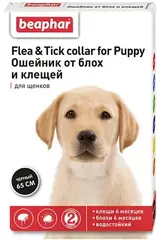 Beaphar Flea & Tick collar ошейник для щенков черный от блох (5мес) и клещей (2мес) 65см