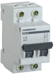Автоматический выключатель ИЭК 2 25А ВА 47-29 4,5 х-ка С GENERICA MVA25-2-025-C