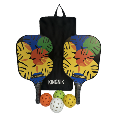 Набор ракеток для пиклбола Kingnik Pickleball Т-300 Racket Set leaves blue/yellow