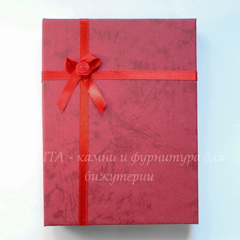 Подарочная коробочка с бантиком (цвет - красный), 155х120х30 мм