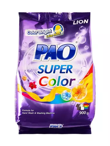 LION PAO Super Color Антибактериальный порошок для стирки цветного белья, 900 г