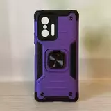 Противоударный чехол Strong Armour Case с кольцом для Xiaomi 11T, 11T Pro (Фиолетовый)