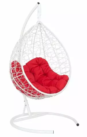 Подвесное кресло-кокон SEVILLA RELAX белое, красная подушка (Laura Outdoor)