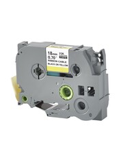 Кассета с лентой S'OK by Sakura Printing TZEFX641 для Brother,  черный на желтом, 18мм, 8м , наклейка