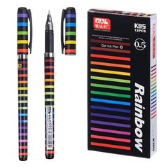Ручка гелевая, Nengdali, чёрные чернила, серия "Rainbow", радужный корпус, 12 шт