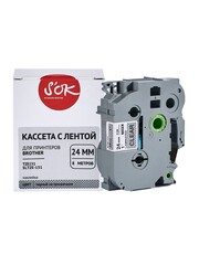 Кассета с лентой S'OK by Sakura Printing TZE151 для Brother, черный на прозрачном, 24 мм, 8м, наклейка