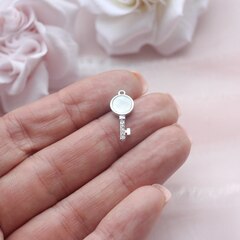 УЦЕНКА!!! Подвеска Ключ с перламутром 19*8 мм, родий, У029
