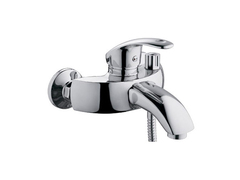 67-0-735 Смеситель стандарт однор. для ванны перекл. кранб., лейка, шланг, настен, коротк.гусак, 40мм (Дикалан)