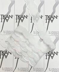 Тесьма хлопковая с вышивкой по фестонам (100%хлопок/вышивальные вискозные нити, Белый, 30)