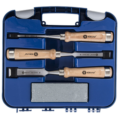 Набор стамесок КОБАЛЬТ плоских: 8, 16, 22 х 140 мм, CR-V, деревянная рукоятка, точильн. ка (245-886)