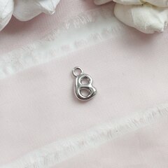 Буква B, родий, 13 мм, 1 шт, П703