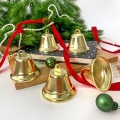 Колокольчик металлический, для декора и творчества, размер 4 см, цвет золотой, набор 5 шт