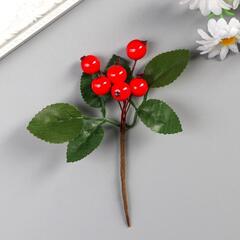 Декор новогодний «Веточка рябины 6 ягод» 10×4 см